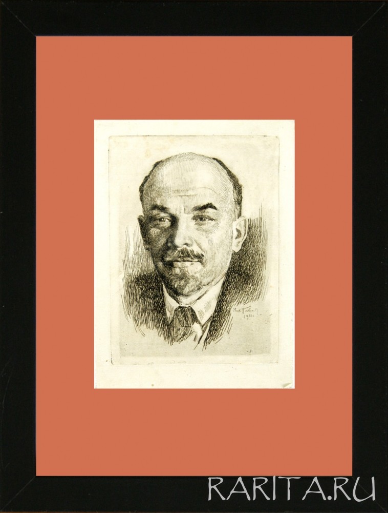 фото Картина в.и. ленин, авторская гравюра 1960 года rarita