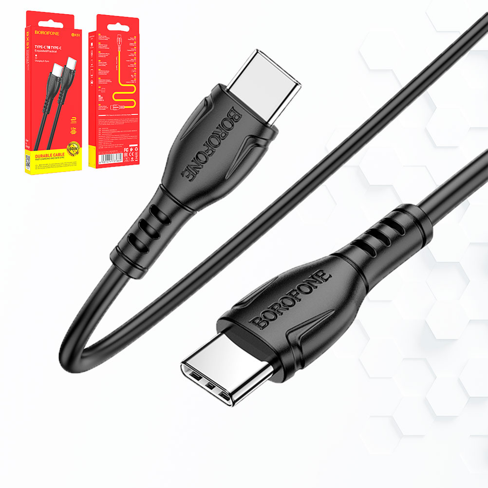 

Кабель usb type-c - usb type-c Borofone 1 м черный