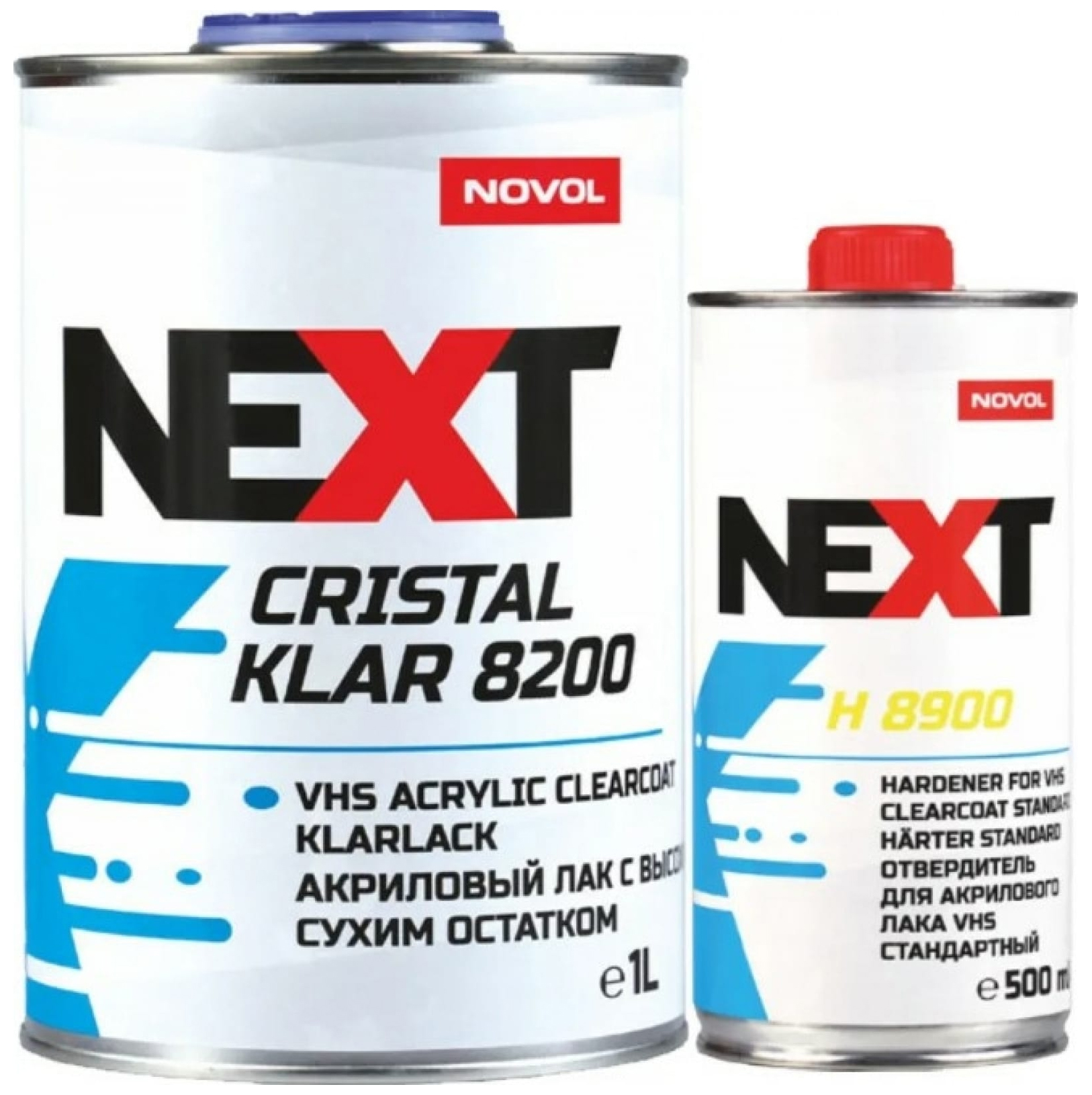 

Лак автомобильный NOVOL 90885+90902 Cristal Klar 8200 комплект 1 литр + отвердитель H8900
