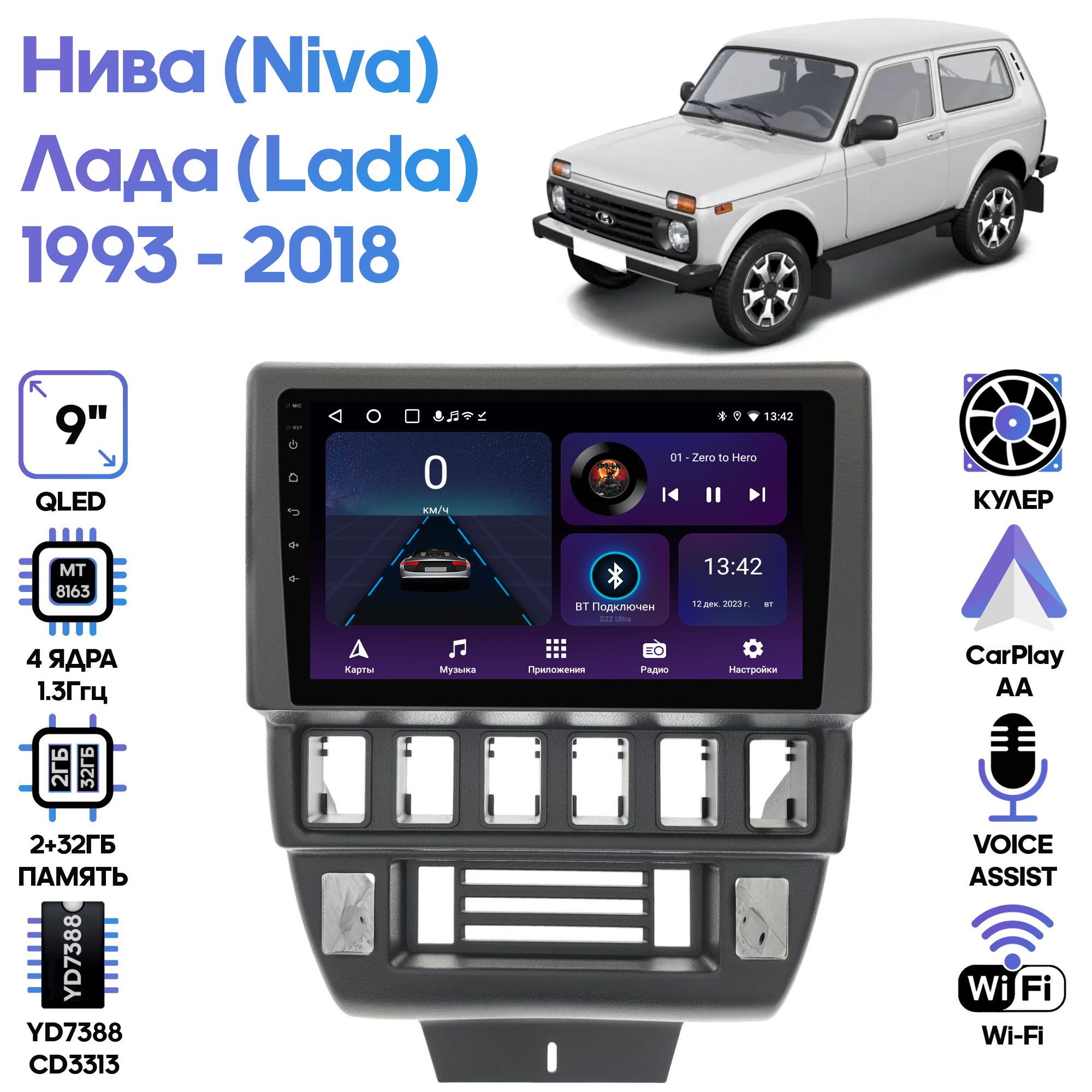 Магнитола Wide Media для Лада Нива 4х4 (Lada Niva) 1993 - 2018 / LC9865MN-2/32