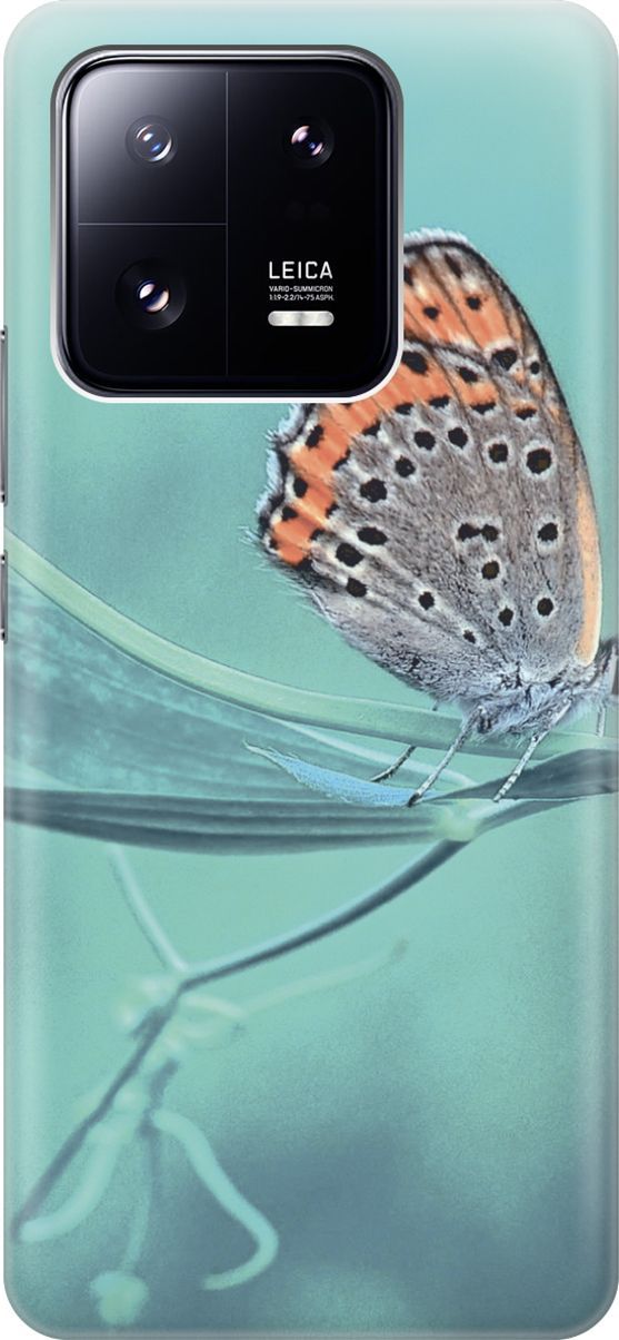 

Силиконовый чехол на Xiaomi 13 Pro Про с эффектом блеска "Бабочка на листке", Голубой;оранжевый, 158965
