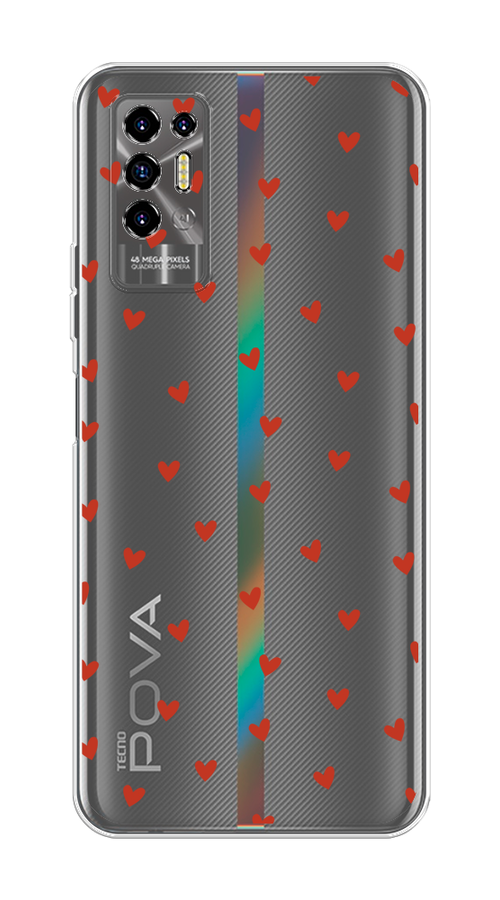 

Чехол на Tecno Pova 2 "Red hearts", Красный;прозрачный, 300550-1