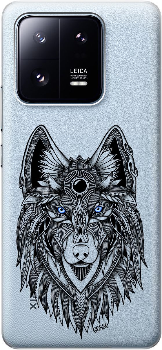 

Силиконовый чехол на Xiaomi 13 Pro Про с 3D принтом "Grand Wolf" прозрачный, Прозрачный;голубой, 158975