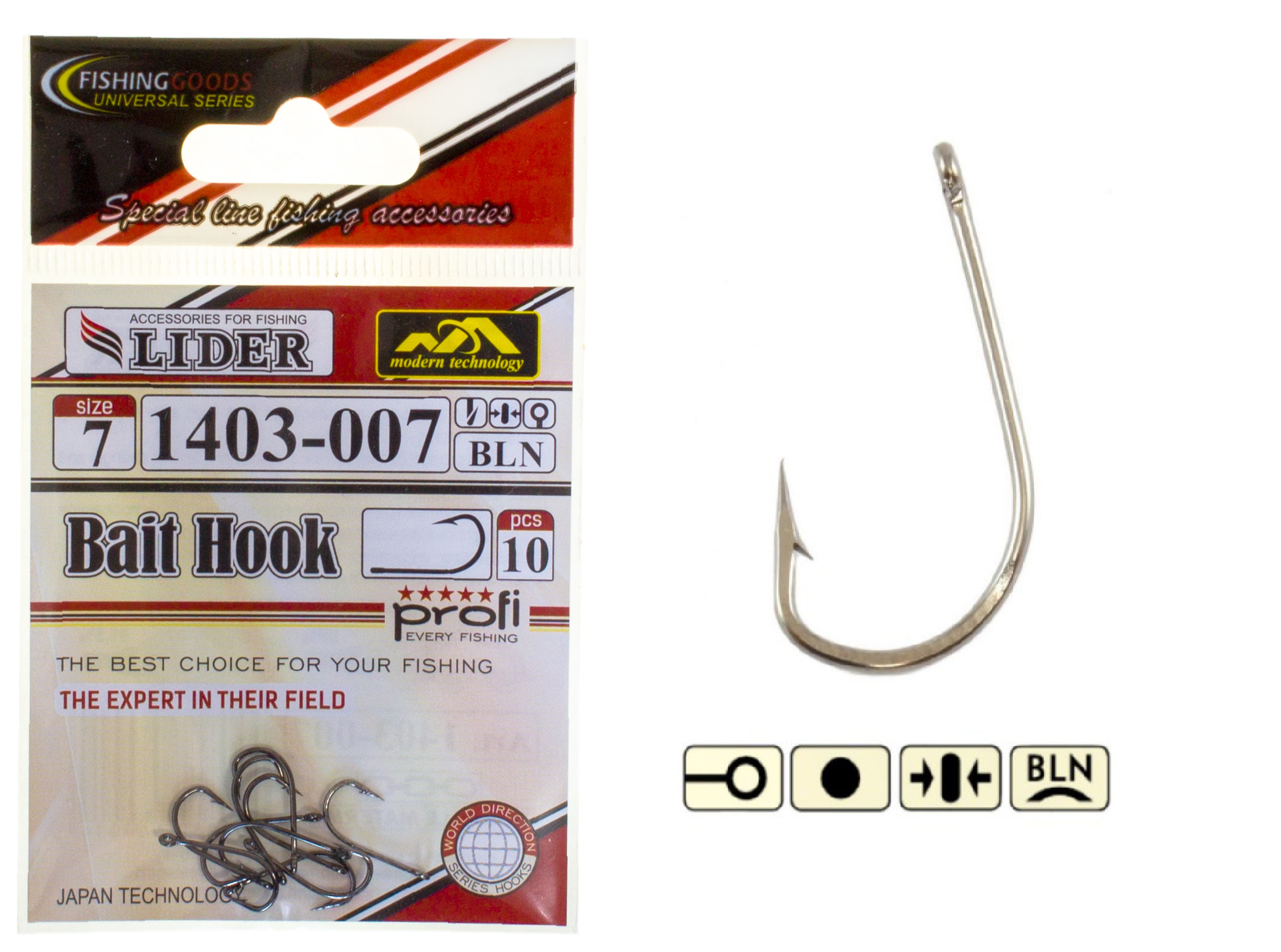 Крючок LIDER BAIT HOOK BLN №7 10 шт