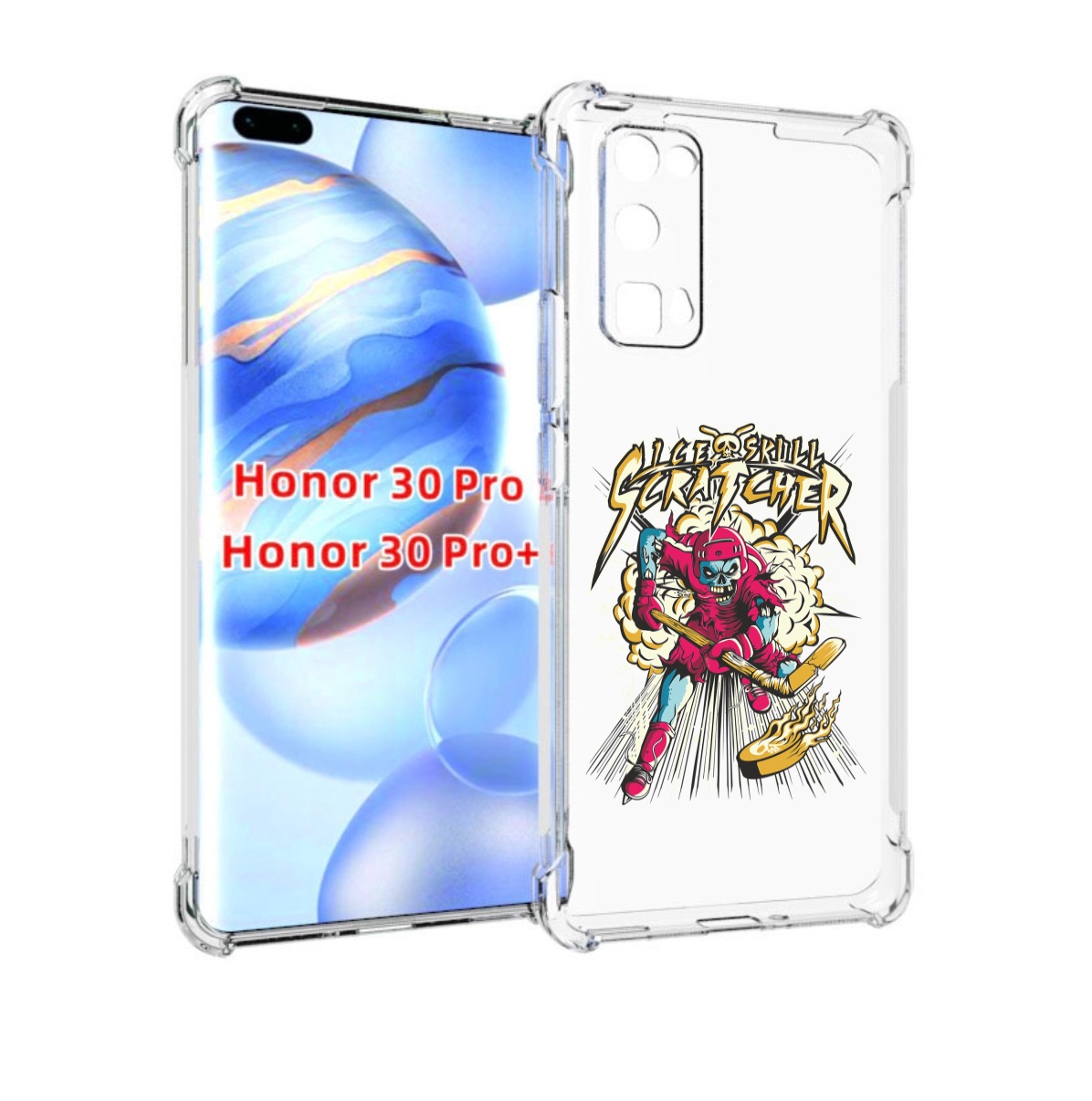 

Чехол бампер MyPads нарисованный скелет хоккеист для Honor, Прозрачный, Tocco