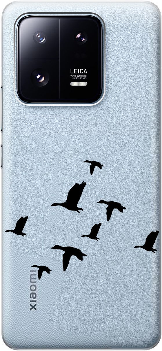 

Силиконовый чехол на Xiaomi 13 Pro Про с 3D принтом "Flock of Ducks" прозрачный, Прозрачный;черный, 158977