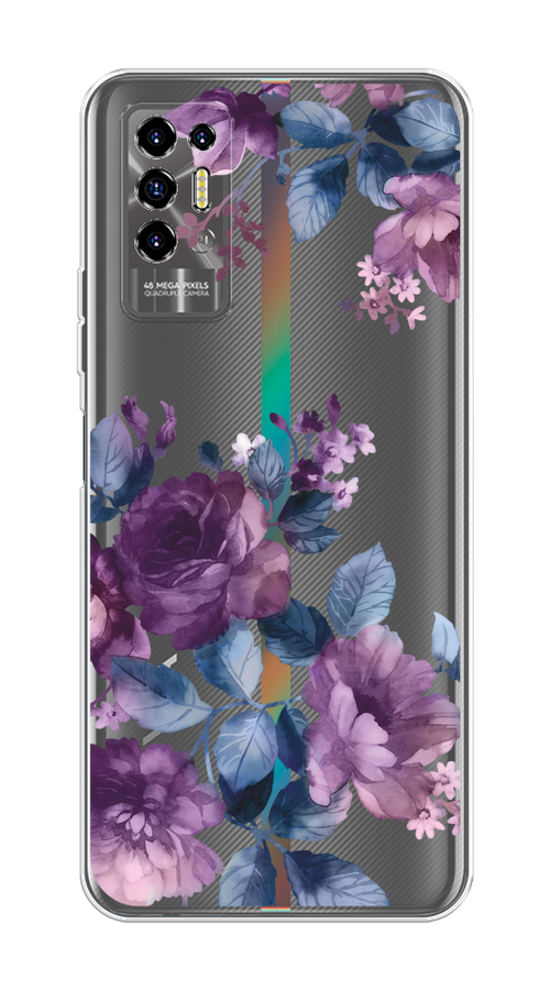 

Чехол на Tecno Pova 2 "Purple Blossoms", Синий;фиолетовый, 300550-1