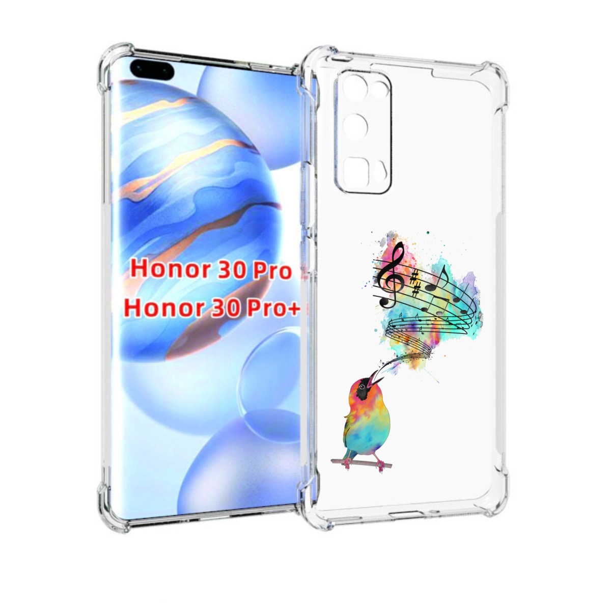 

Чехол бампер MyPads певчая птичка для Honor 30 Pro, Прозрачный, Tocco