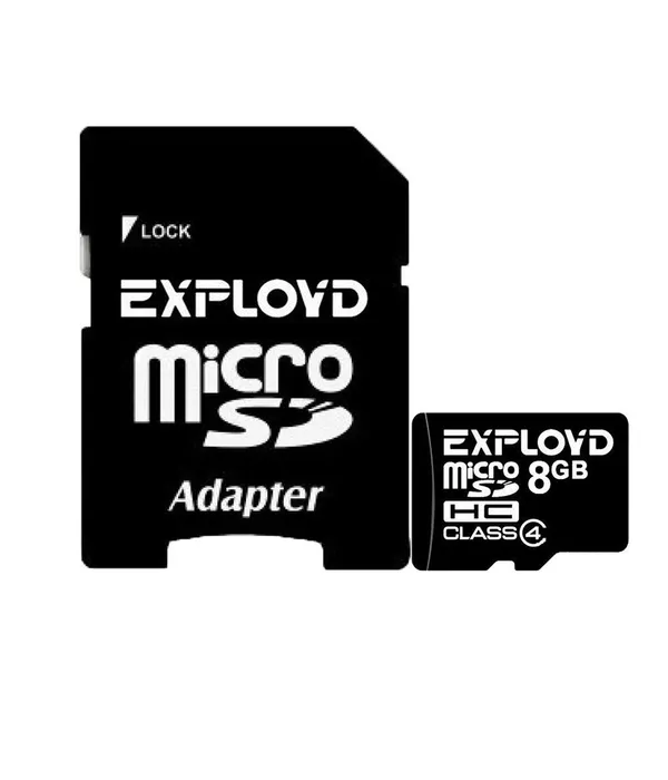 Карта памяти Exployd Micro SDHC 8Гб MicroSDHC 8GB Class4 + адаптер SD ()