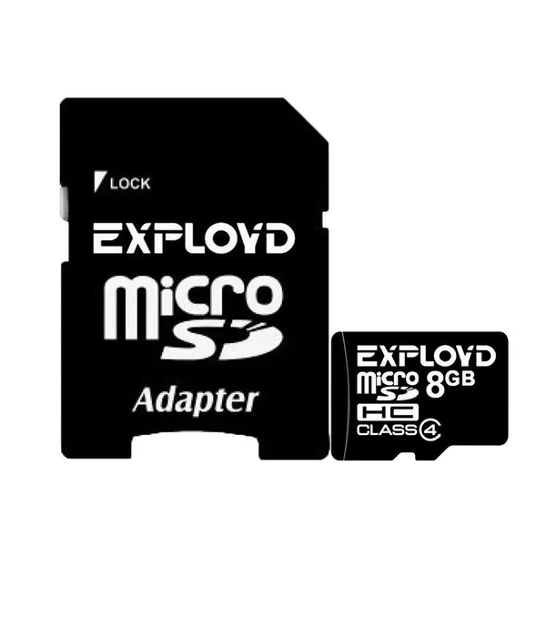

Карта памяти Exployd Micro SDHC 8Гб MicroSDHC 8GB Class4 + адаптер SD (), MicroSDHC 8GB Class4 + адаптер SD