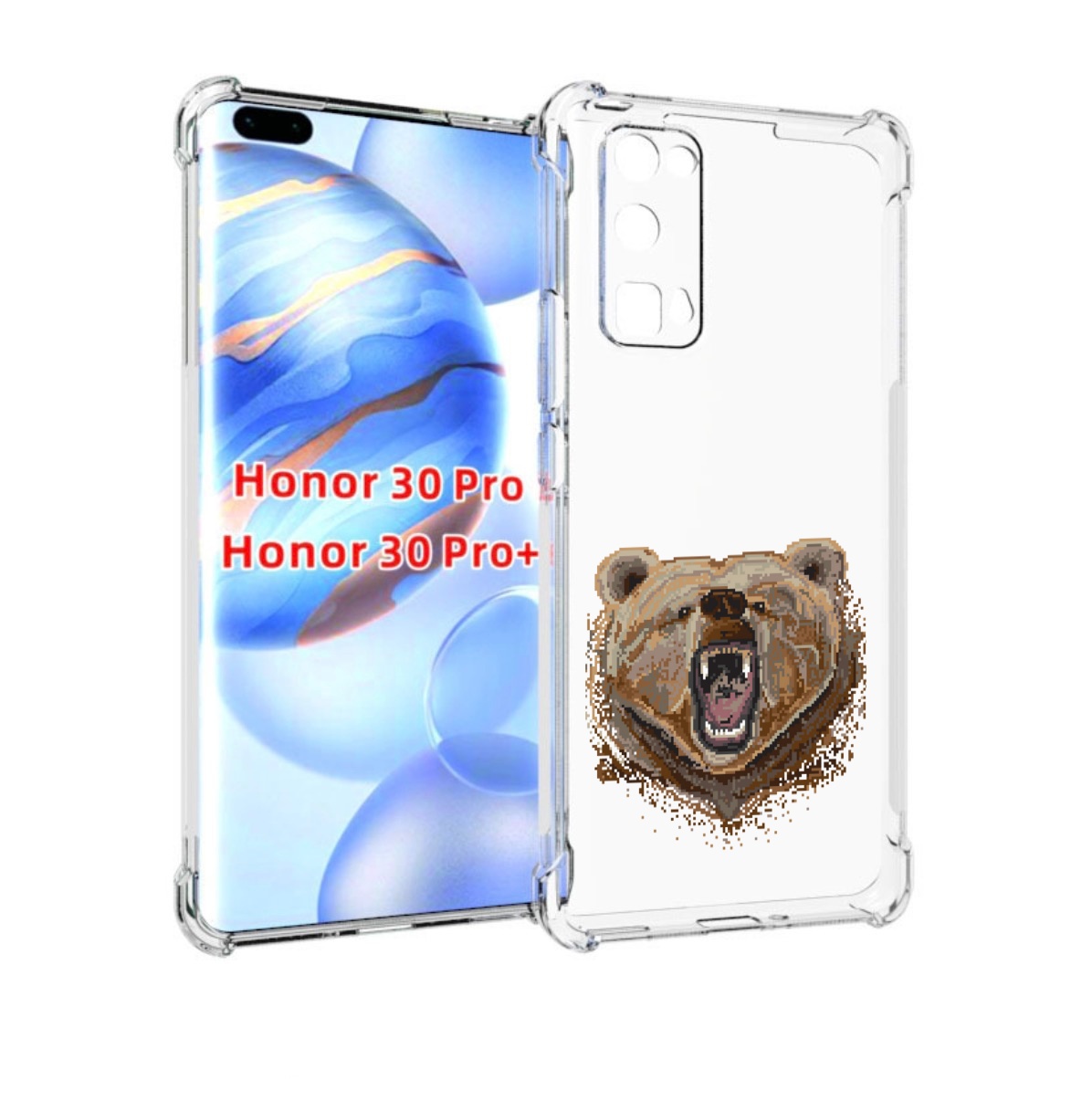 

Чехол бампер MyPads пиксельный медведь для Honor 30 Pro, Прозрачный, Tocco