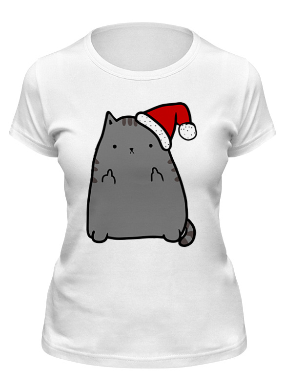 

Футболка женская Printio New year cat белая 2XL, Белый, New year cat