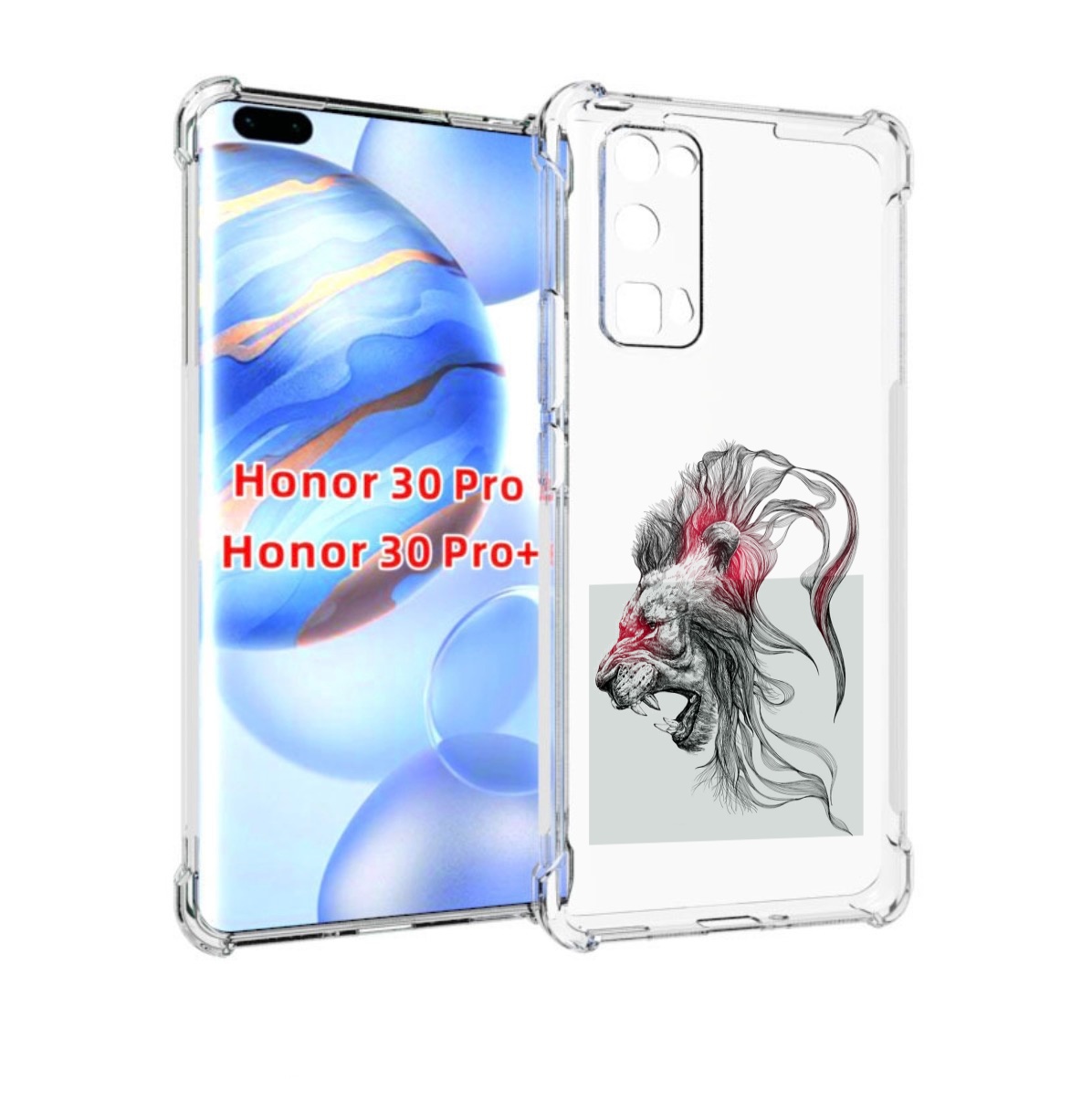 

Чехол бампер MyPads разъяренный лев для Honor 30 Pro Honor, Прозрачный, Tocco
