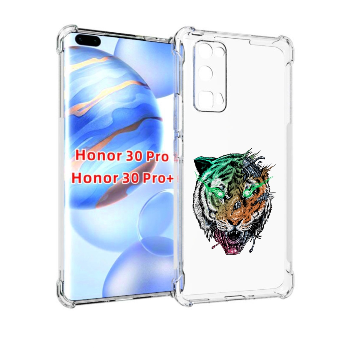 

Чехол бампер MyPads робо-тигр для Honor 30 Pro, Прозрачный, Tocco