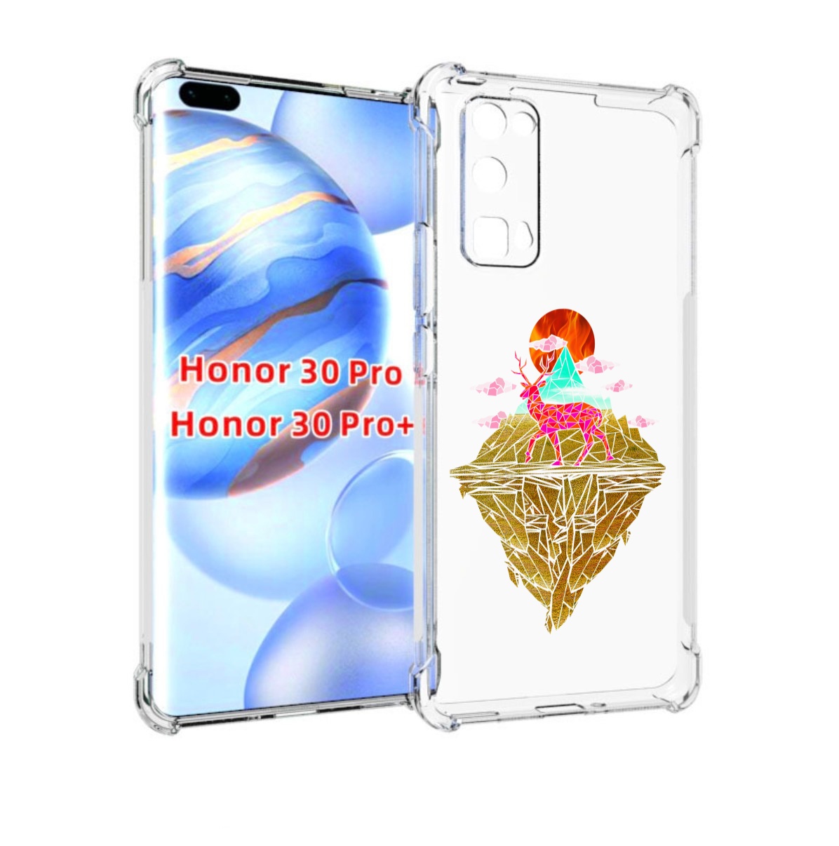 

Чехол бампер MyPads розовый олень абстракция для Honor 30, Прозрачный, Tocco