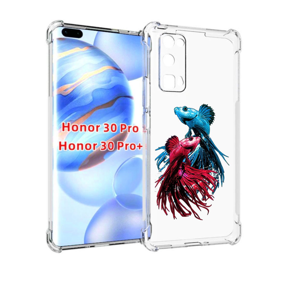 

Чехол бампер MyPads рыбы петушки для Honor 30 Pro, Прозрачный, Tocco