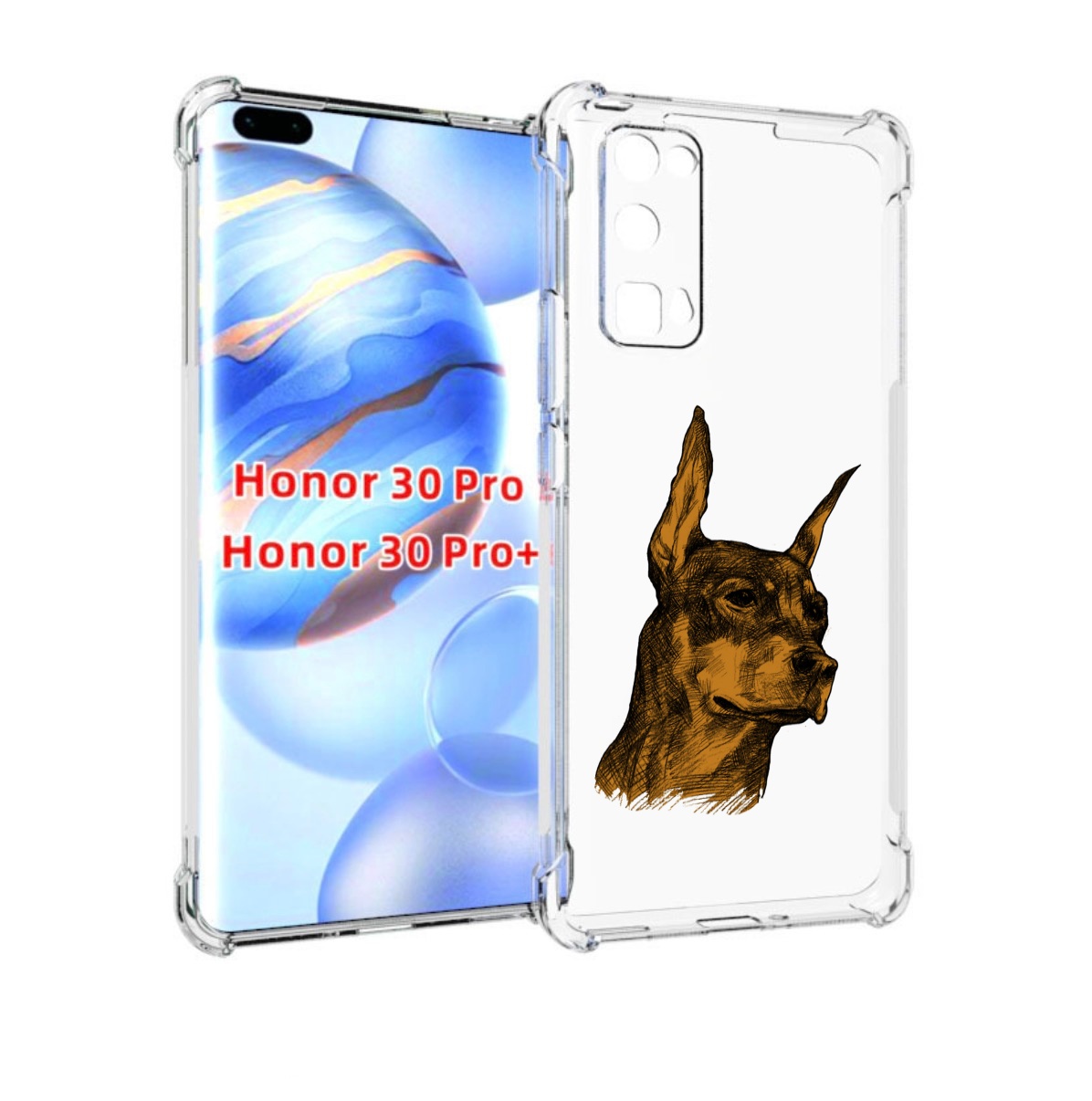 

Чехол бампер MyPads скетч доберман для Honor 30 Pro, Прозрачный, Tocco