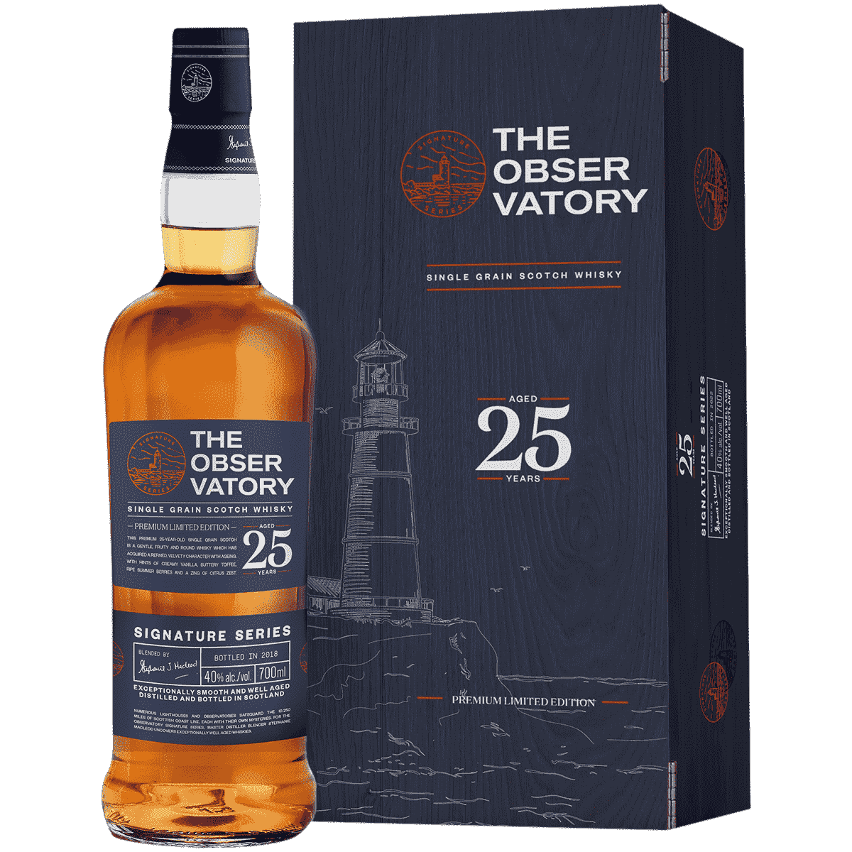 

Виски The Observatory Single Grain 25 лет 0,7 л в подарочной упаковке