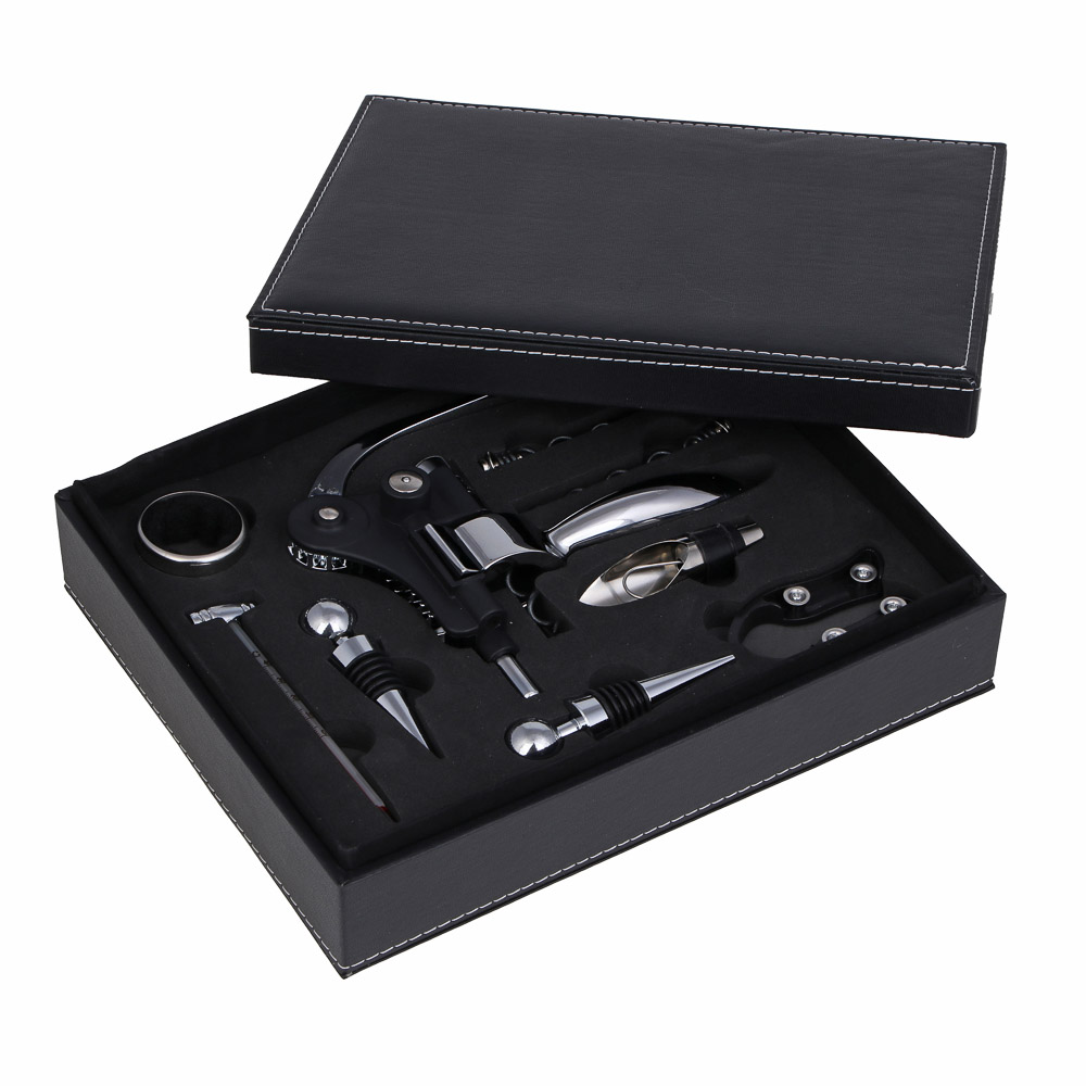 

BY COLLECTION Набор для вина, 7пр., 28,5х25,3х6,7см, Черный;серебристый, 884006