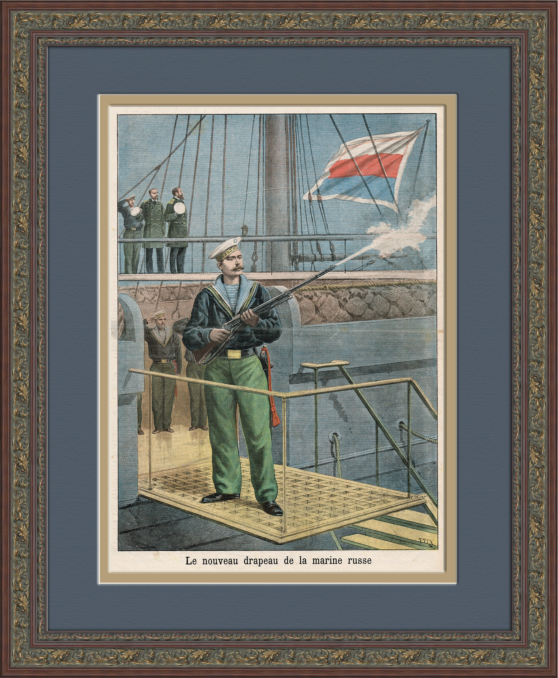 

Новое знамя русского Военно-Морского флота старинная литография