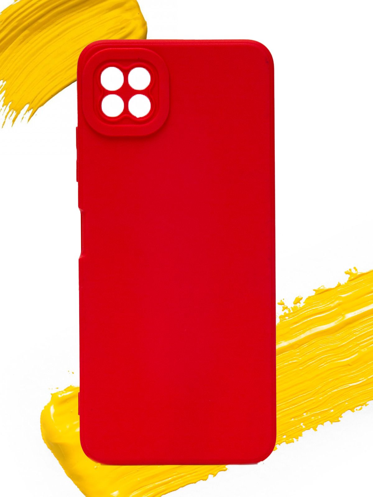 

Чехол для Samsung Galaxy A22s с защитой камеры, насыщенный красный, Silicone case