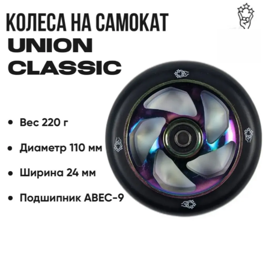 

Колесо Union Classic для трюкового самоката, неохром, 110 мм., Разноцветный, Classic
