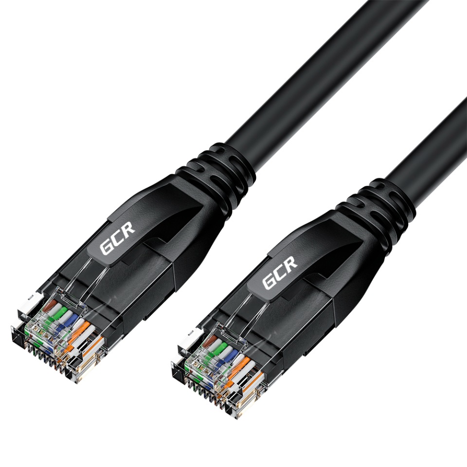 фото Gcr патч-корд gcr gcr-lnc511 0.15м черный, литой ethernet 1 гбит/с rj45