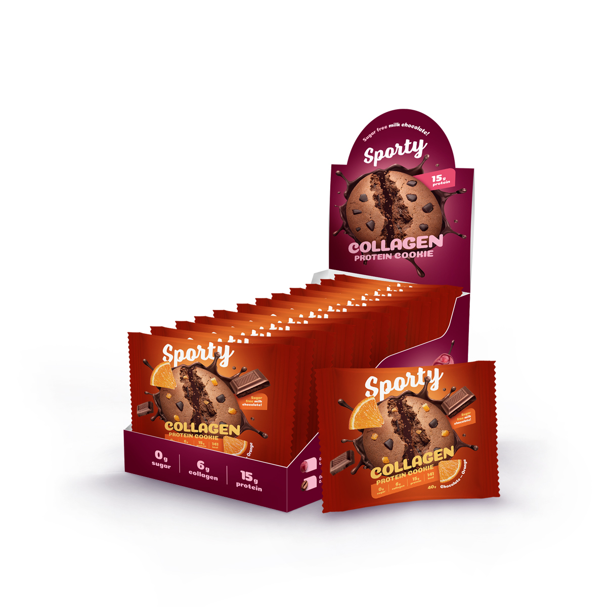 

Протеиновое печенье Sporty, Collagen Protein cookie, 12шт по 40г (Шоколад-апельсин), Collagen Protein cookie