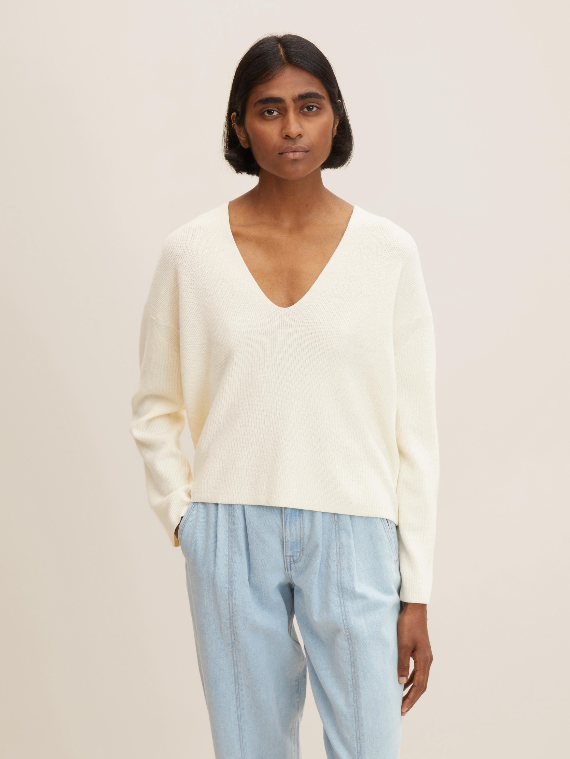 

Пуловер женский Tom Tailor 1032760 белый XS, 1032760