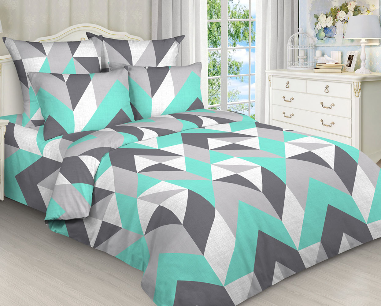 

Постельное белье Mercury Home Бриз 2 сп с европростыней бязь 2 наволочки 70x70, Бриз
