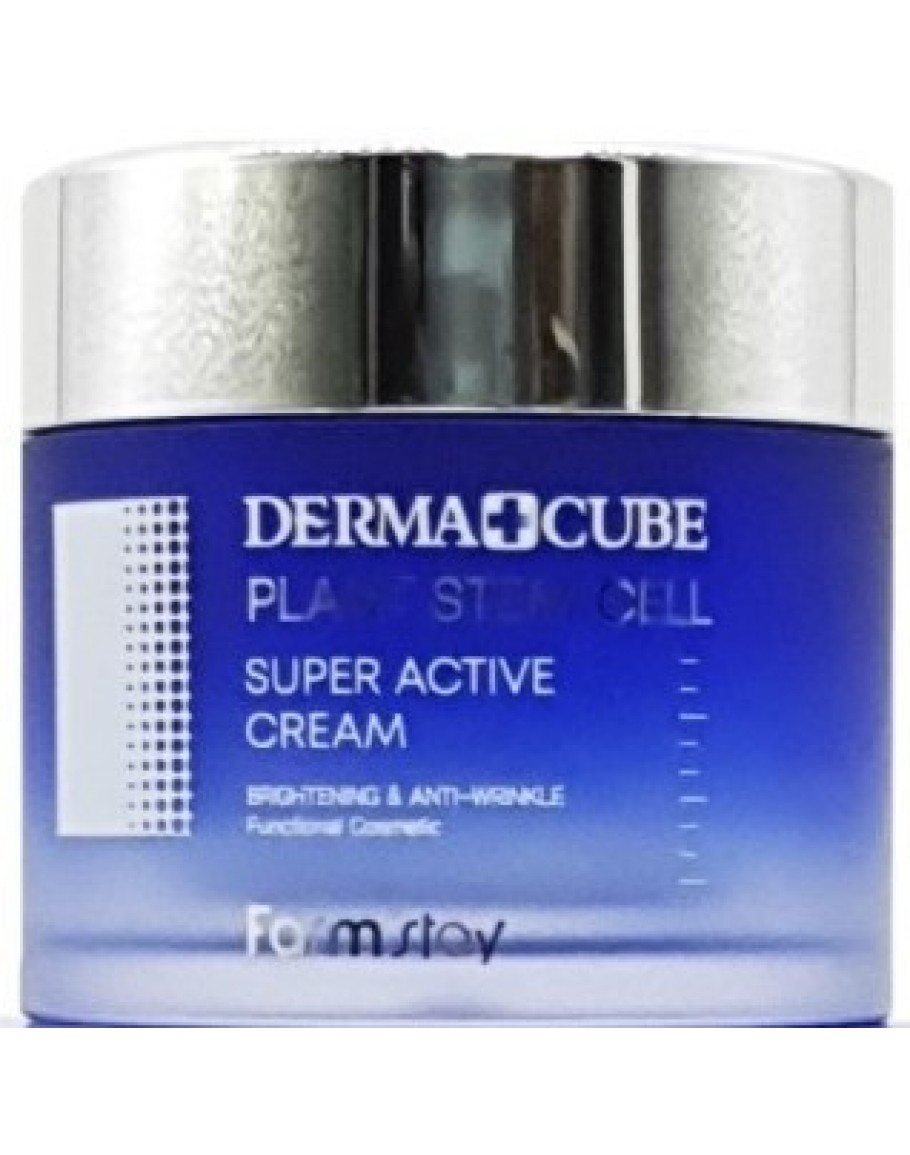 Крем для лица FarmStay DermaCube Plant Stem Cell Super Active Cream увлажняющий, 80 мл вв крем для лица farmstay derma cube plant stem cell super active 13 natural ivory 60 г