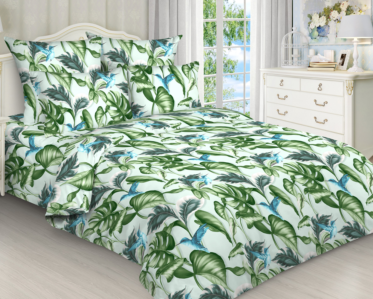 

Постельное белье Mercury Home Колибри 1.5 сп бязь 2 наволочки 50x70, Колибри