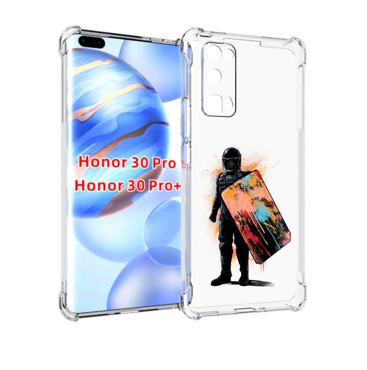 

Чехол бампер MyPads солдат с красочным щитом для Honor 30, Прозрачный, Tocco