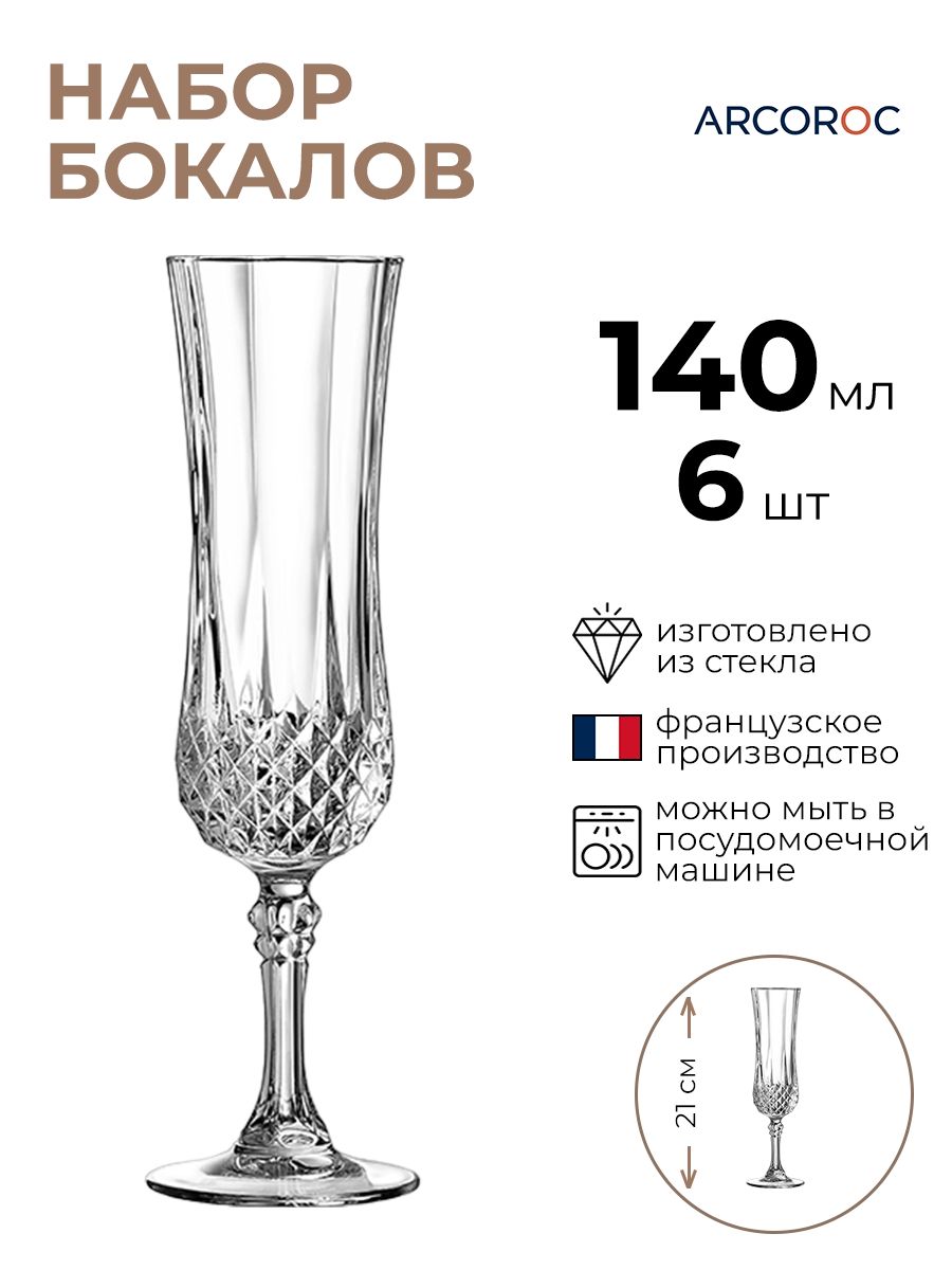 

Набор бокалов ARCOROC 6шт 140мл, Прозрачный