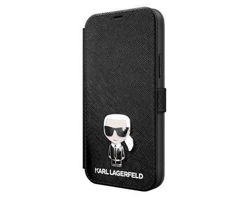 фото Чехол karl lagerfeld pu saffiano ikonik karl booktype black для iphone 12/12 pro