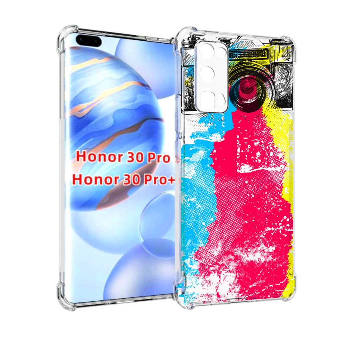 

Чехол бампер MyPads цветной фотоаппарат для Honor 30 Pro, Прозрачный, Tocco