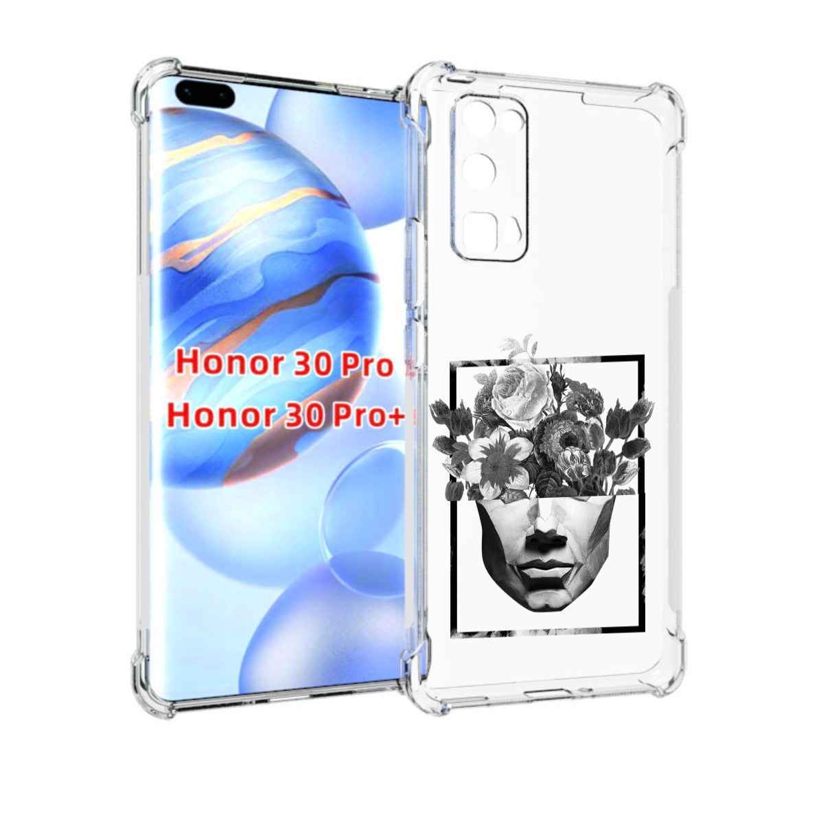 

Чехол бампер MyPads черно белая ваза в абстракции для Honor, Прозрачный, Tocco