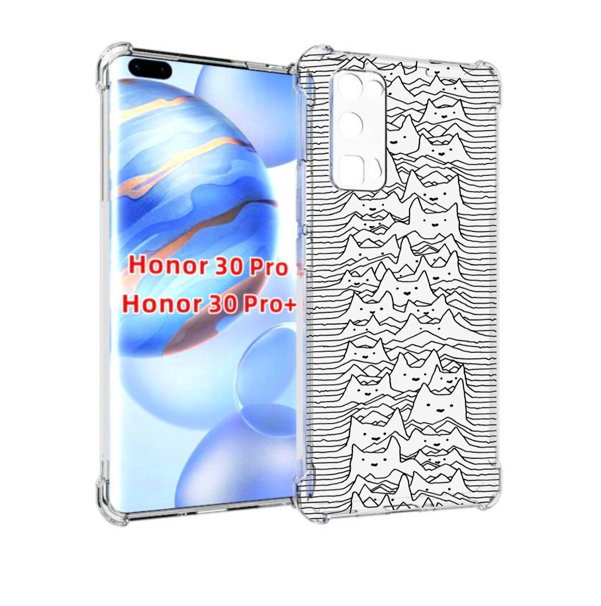 

Чехол бампер MyPads черно белые коты 3D для Honor 30 Pro, Прозрачный, Tocco