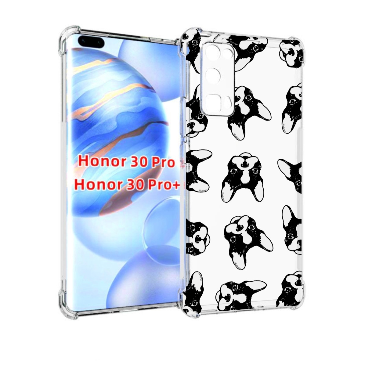 

Чехол бампер MyPads черно белые собачки для Honor 30 Pro, Прозрачный, Tocco