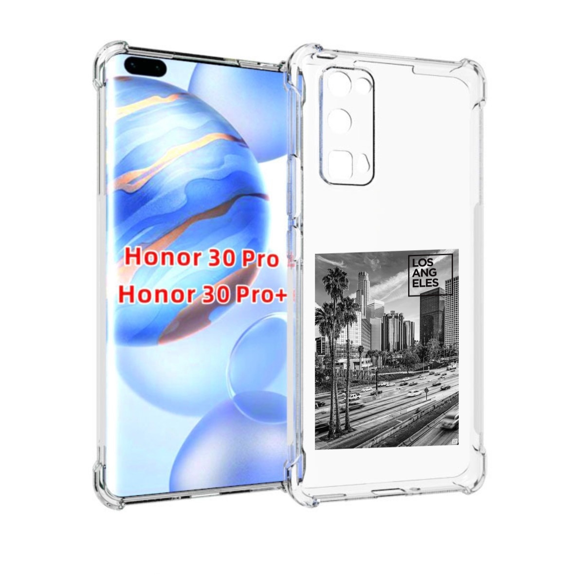

Чехол бампер MyPads черно белый лос анджелес для Honor 30, Прозрачный, Tocco