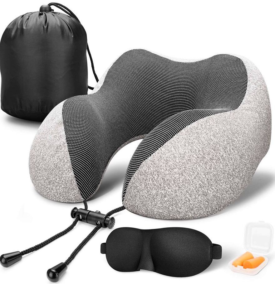 Airplane Travel Kit with 3D Sleep Mask , Earplugs , and Luxury Bag , Travel Pillow