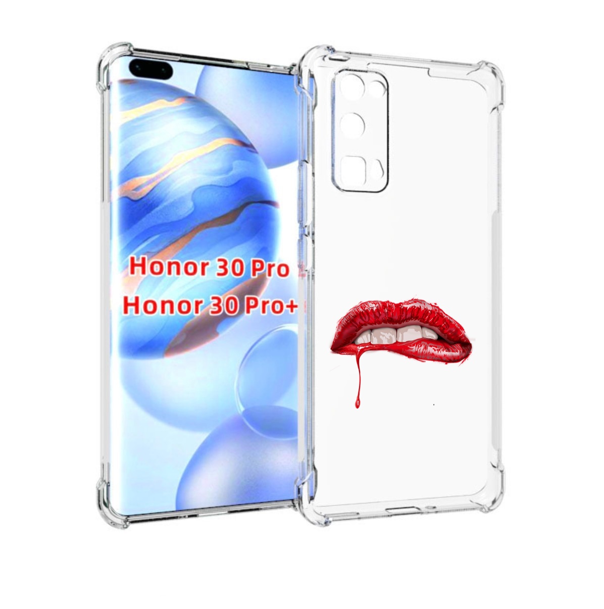 

Чехол бампер MyPads яркие красные губы для Honor 30 Pro, Прозрачный, Tocco