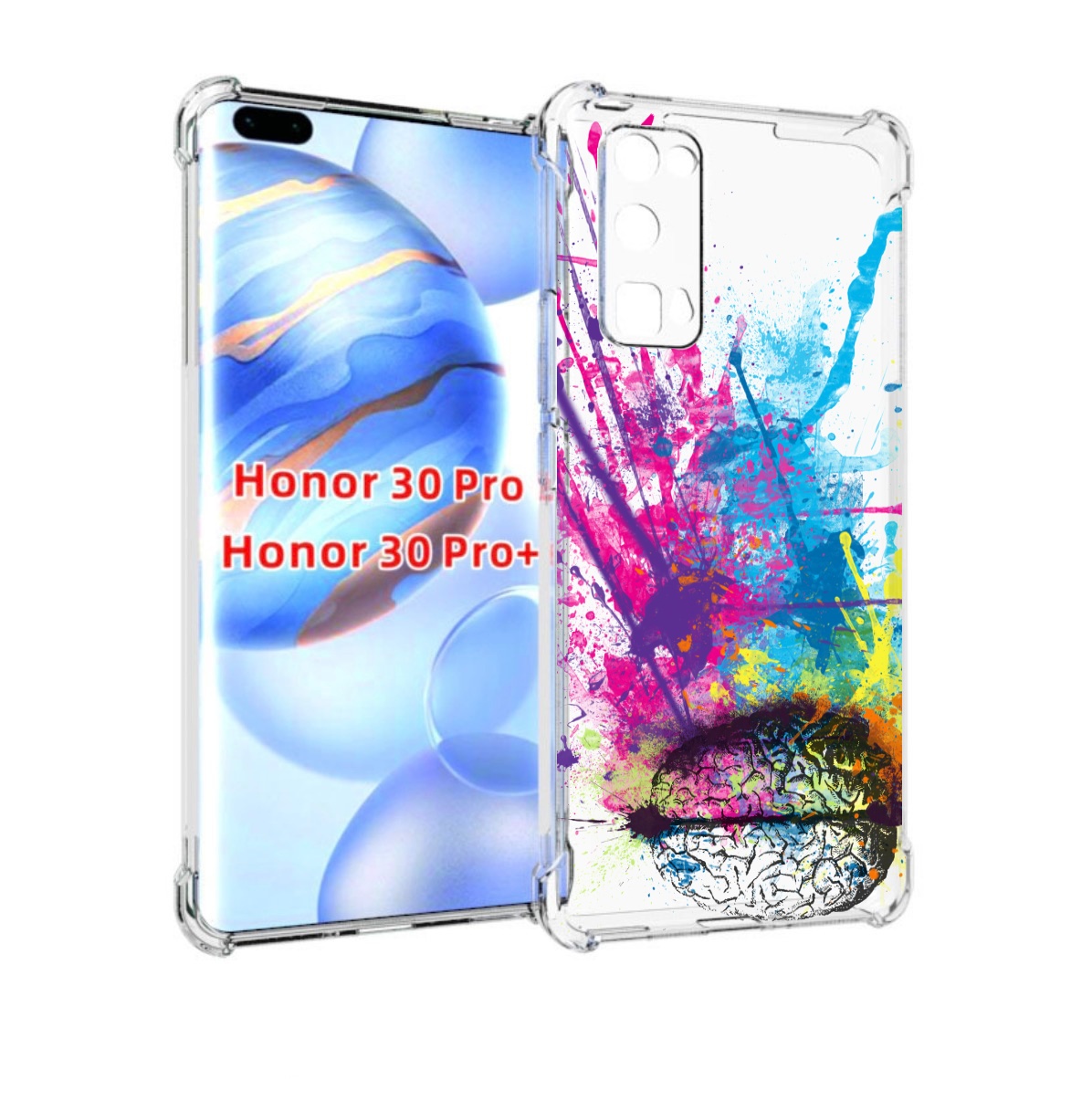 

Чехол бампер MyPads яркий красочный мозг для Honor 30 Pro, Прозрачный, Tocco