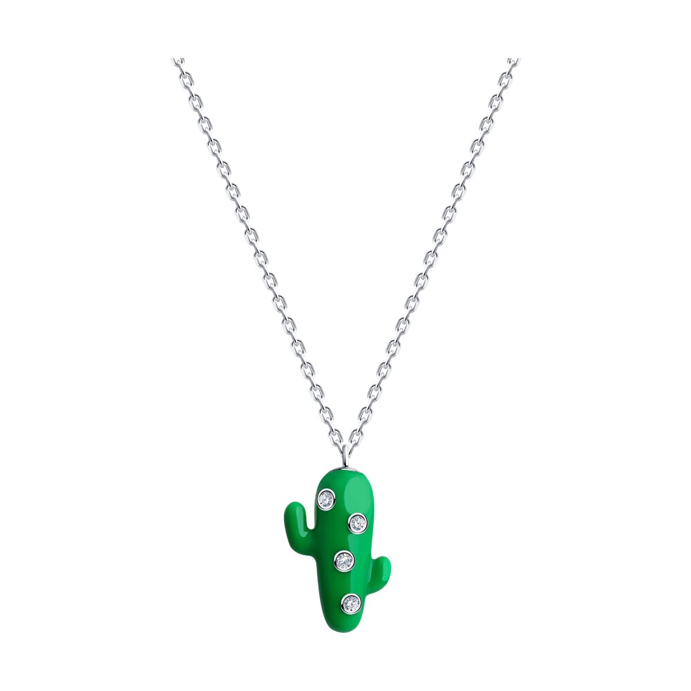 

Колье из серебра 40-45 см SOKOLOV 94070739, фианит/эмаль, 94070739