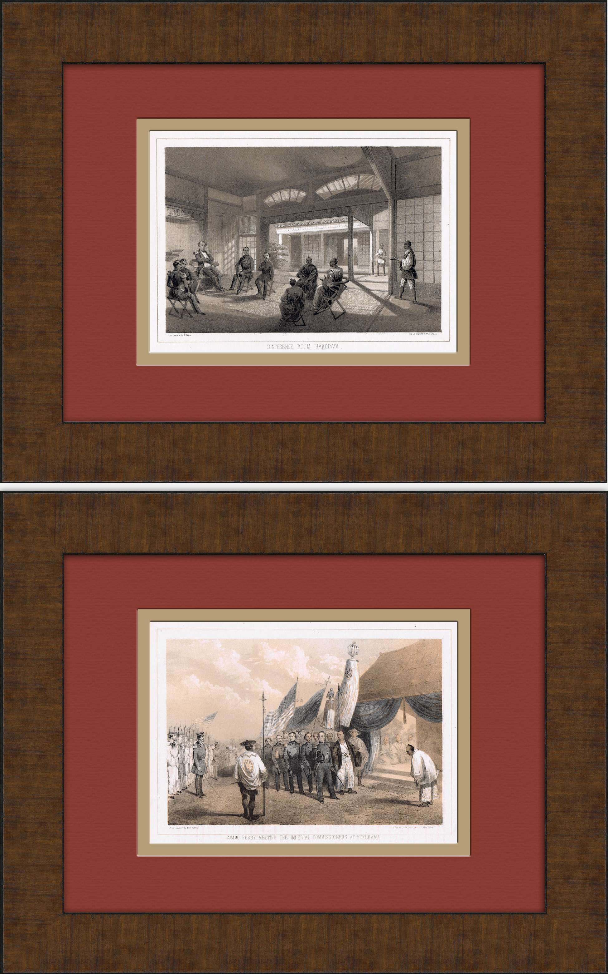 

Переговоры между США и Японией 1854 г. Парные литографии в рамах