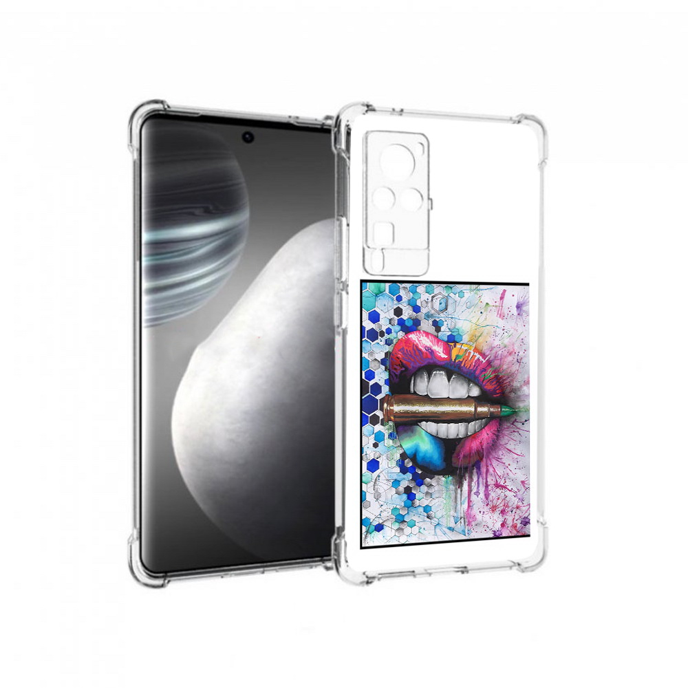 

Чехол MyPads Tocco для Vivo X60 pro разноцветные губы с пулей (PT226972.385.571), Прозрачный, Tocco