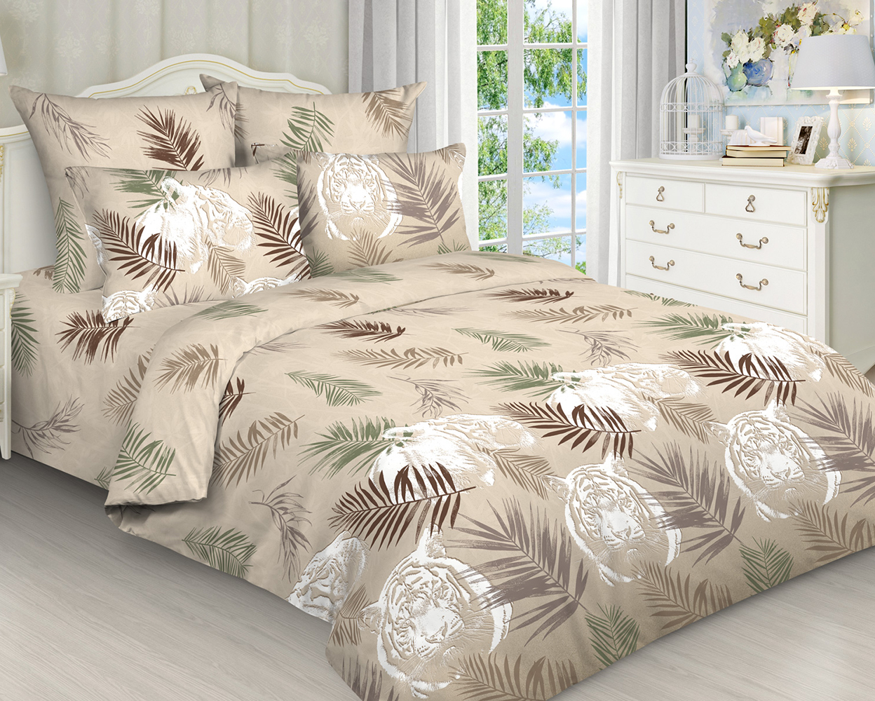 

Постельное белье Mercury Home Тигра 2 сп бязь 4 наволочки, Тигра