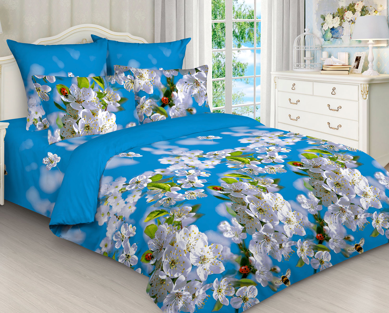 

Постельное белье Mercury Home Яблони в цвету 1.5 сп бязь 2 наволочки 70x70, Яблони в цвету