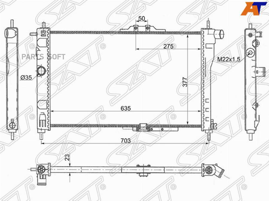 Радиатор Daewoo Nexia 1.5/1.8 95-(Трубчатый) Sat Sg-Dw0001-Mt-R