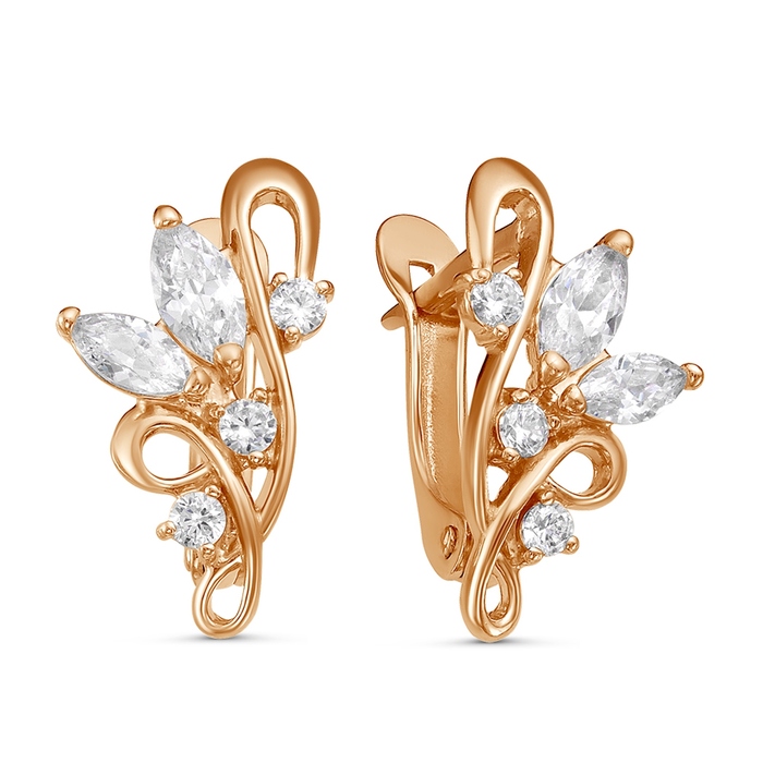 

Серьги из латуни с фианитом Красная Пресня Фиалка, Фиалка